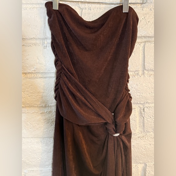 Fashion Nova Clara Slinky Chocolate Maxi Dress - Picture 8 of 11